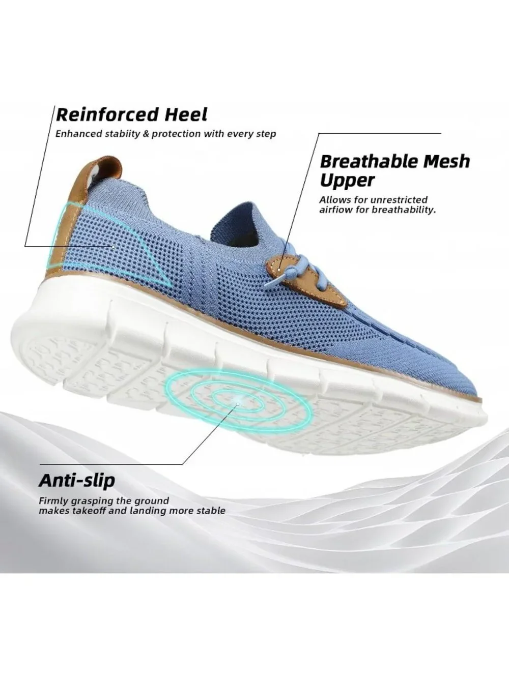 Men's Light Blue Loafers Slip On Walking Dress Casual Business Oxfords Sneakers